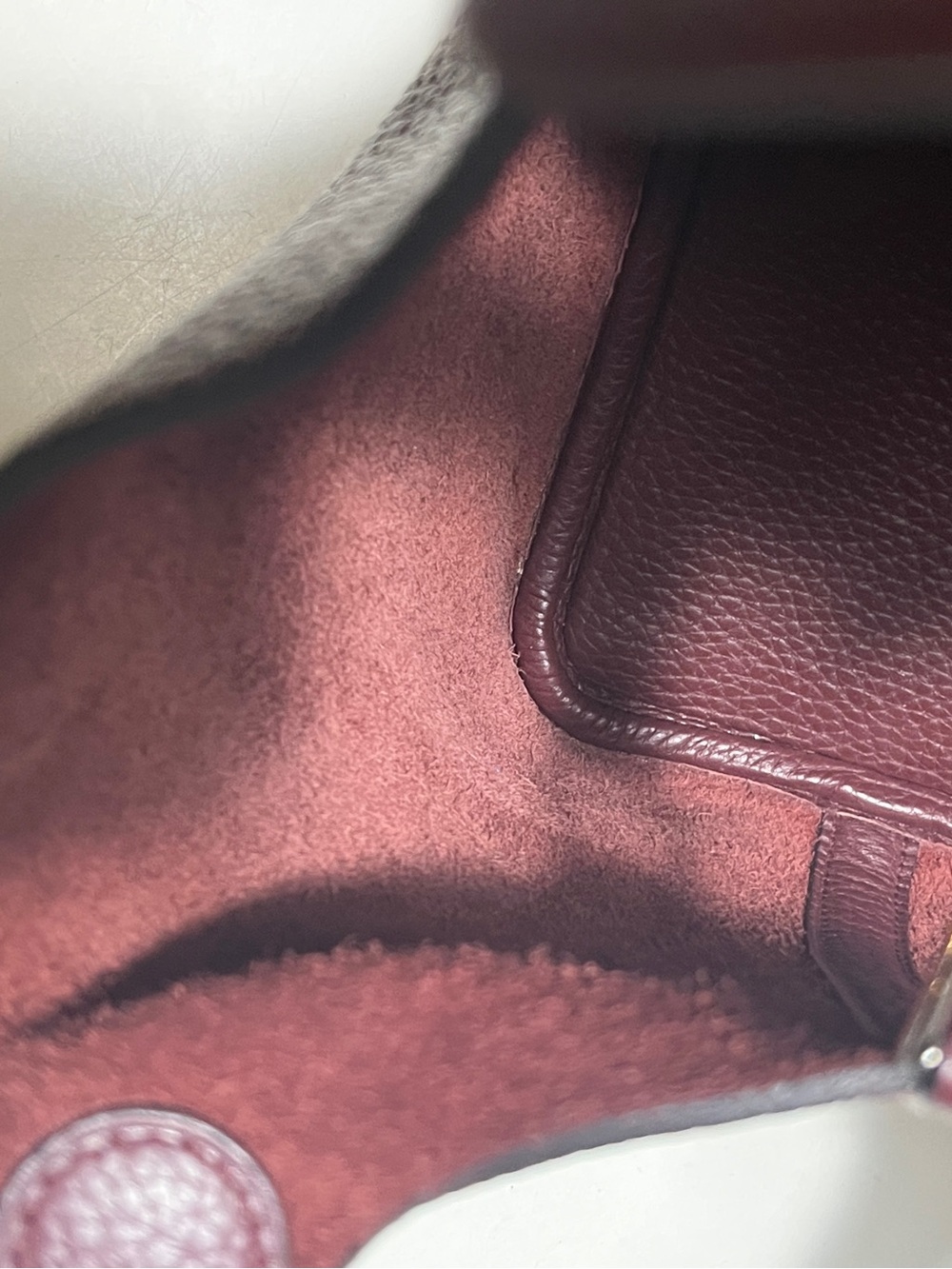 Hermes Bordeaux Togo Leather Bucket Tote with Silver-Tone Padlock - Picture 15 of 16